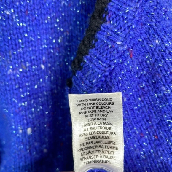 NORTHERN REFLECTIONS 90’s Vibe Sapphire Knit Embroidered Wool Sweater Vest L - Picture 8 of 10